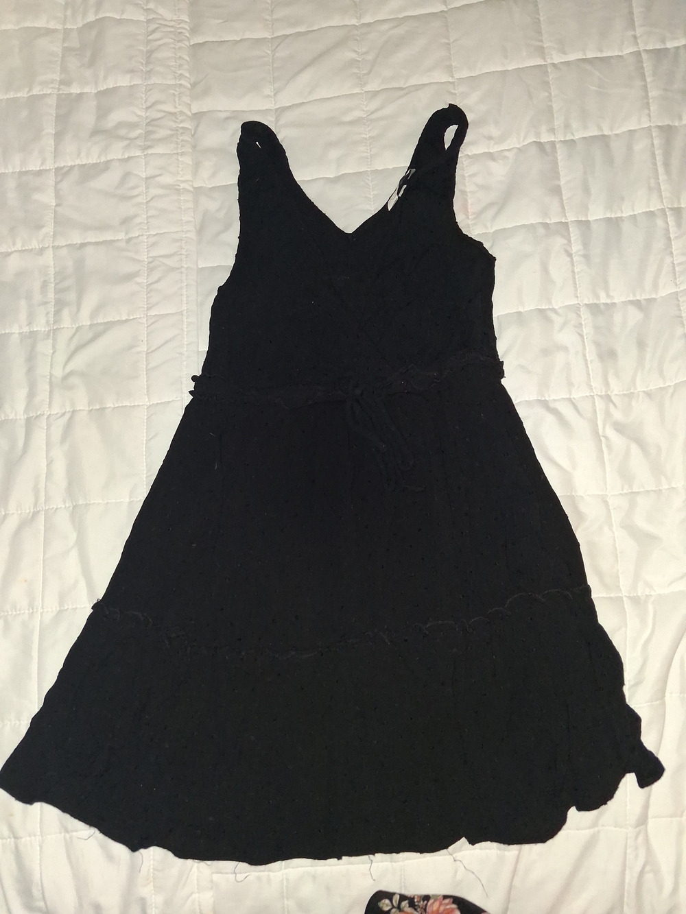 Black Mini Sundress with Tie Waist